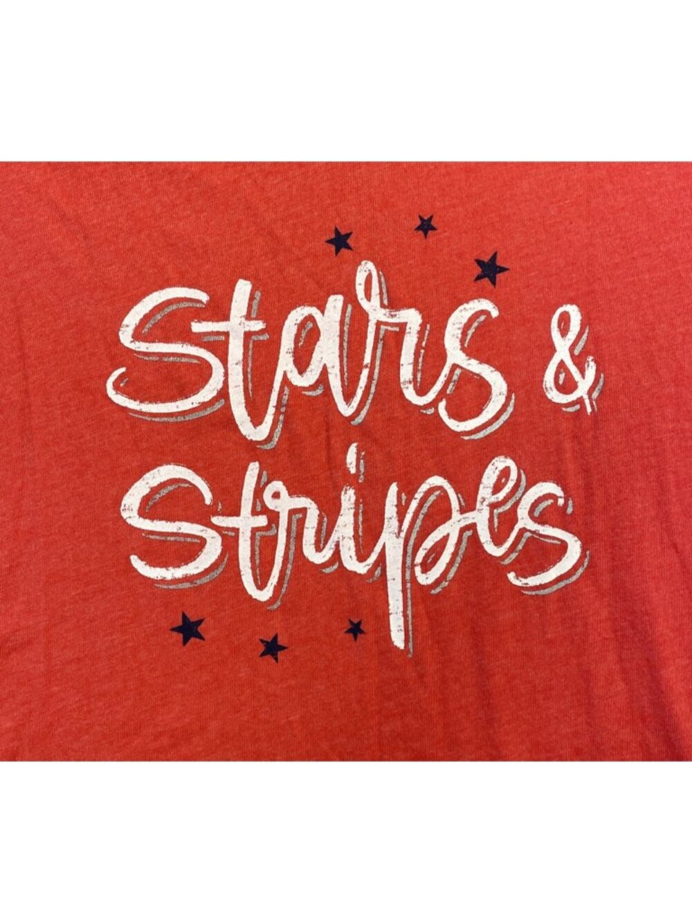 Women's Large Red Sonoma V-Neck Stars & Stripes Short Sleeve Top T-Shirt